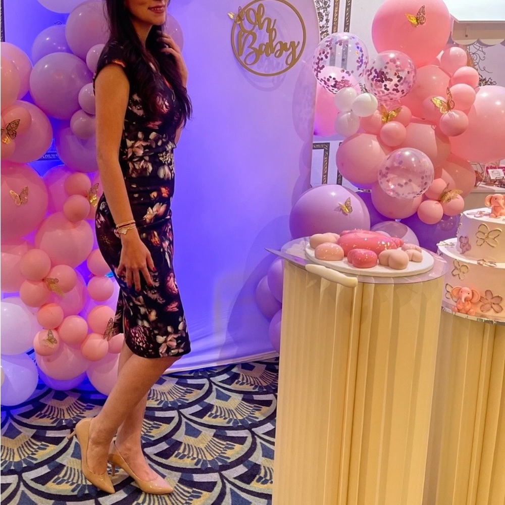Ted Baker Black Floral Midi Dress